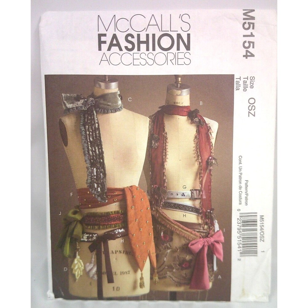 McCalls Fashion M5154 Scarves Belts Shimmy and Charms Sewing Pattern Uncut